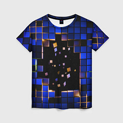 Женская футболка Окно в пространство - синие кубы