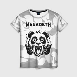 Женская футболка Megadeth рок панда на светлом фоне