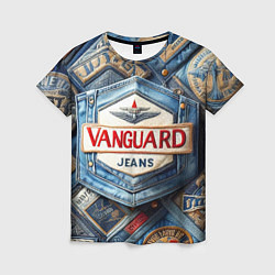 Женская футболка Vanguard denim patchwork - ai art