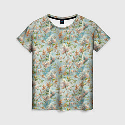 Женская футболка Сирень цветы паттерн