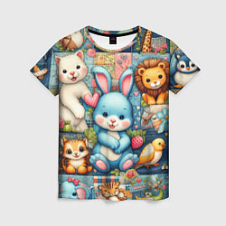 Футболка женская Funny hare and his friends - patchwork, цвет: 3D-принт