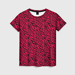 Женская футболка Яркий чёрно-розовый шкура
