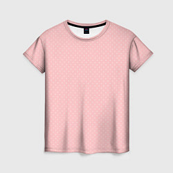 Женская футболка Светлый розовый в мелкий белый горошек