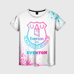 Женская футболка Everton neon gradient style