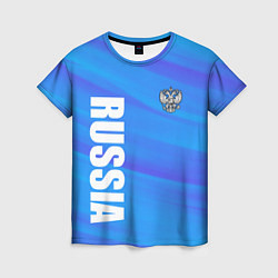 Женская футболка Россия - синие волны