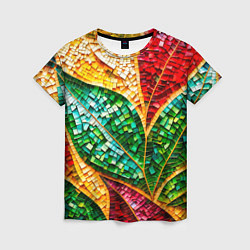 Женская футболка Яркая мозаика с разноцветным абстрактным узором и