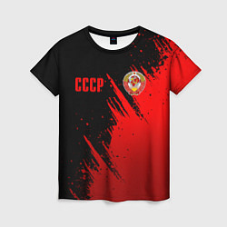 Женская футболка СССР - черно-красный