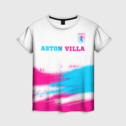 Женская футболка Aston Villa neon gradient style посередине