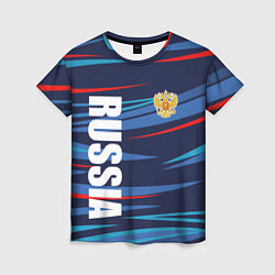 Женская футболка Россия - blue stripes