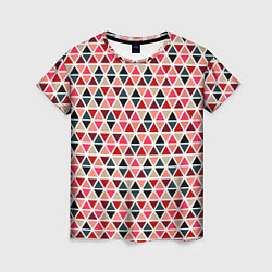 Женская футболка Бирюзово-розовый геометричный треугольники