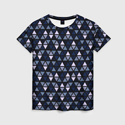 Женская футболка Чёрно-синий паттерн треугольники