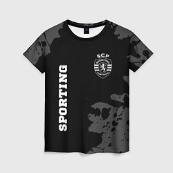 Женская футболка Sporting sport на темном фоне вертикально