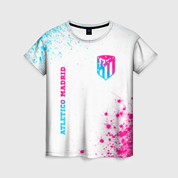 Женская футболка Atletico Madrid neon gradient style вертикально