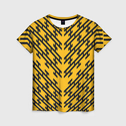 Футболка женская Чёрные полосы на жёлтом фоне, цвет: 3D-принт