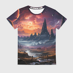 Женская футболка Космический фантазийный мир на другой планете