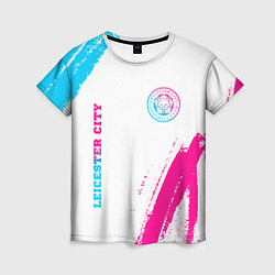 Женская футболка Leicester City neon gradient style вертикально