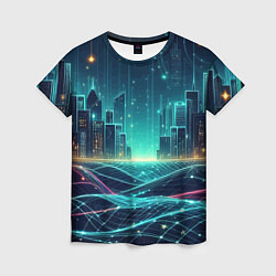 Женская футболка Metropolis - vaporwave neon glow