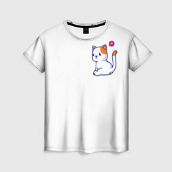 Женская футболка Милый кот обиделся с разбитым сердечком