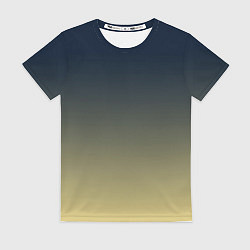 Женская футболка Градиент тёмно-синий в оливковый