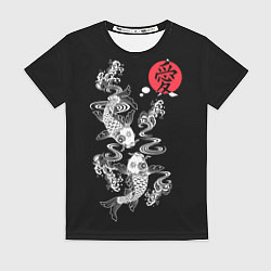 Футболка женская Любовь - японские карпы кои, цвет: 3D-принт