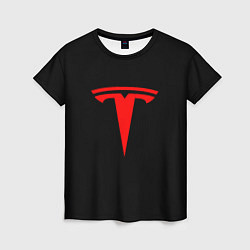 Женская футболка Tesla red logo