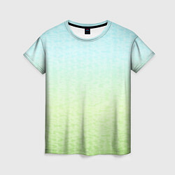 Женская футболка Tie-dye color gradient: blue-green