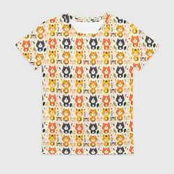 Женская футболка Разноцветные котята ретро узор