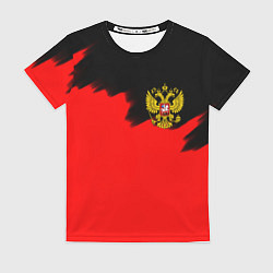 Футболка женская Россия красные краски, цвет: 3D-принт