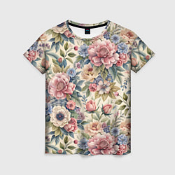 Женская футболка Нежные цветочные мотивы