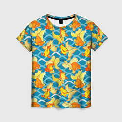 Женская футболка Разноцветные золотые рыбки