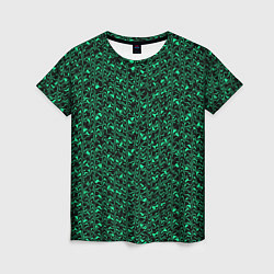 Футболка женская Чёрно-зелёный абстрактная текстура, цвет: 3D-принт