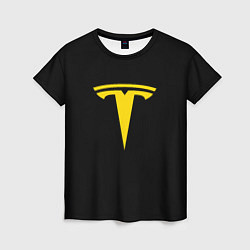 Женская футболка Tesla yellow