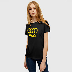 Футболка женская Audi logo yellow, цвет: 3D-принт — фото 2