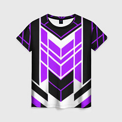 Футболка женская Purple and black stripes on a white background, цвет: 3D-принт