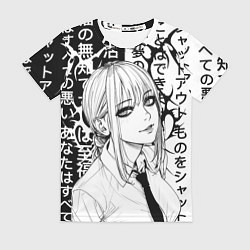 Футболка женская Макима аниме черно белое, цвет: 3D-принт