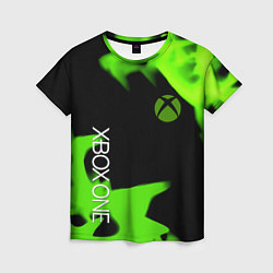 Женская футболка Xbox one green flame