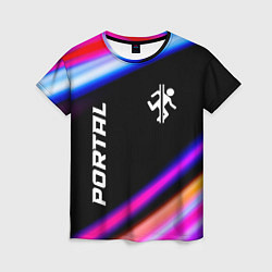 Женская футболка Portal fast light neon stripes