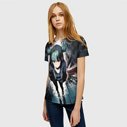 Футболка женская Девчонка с красными глазами, цвет: 3D-принт — фото 2