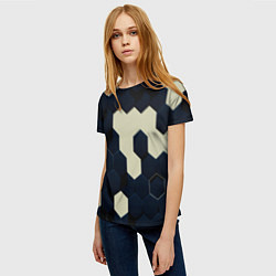 Футболка женская Соты абстракция, цвет: 3D-принт — фото 2