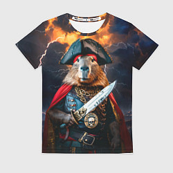 Женская футболка Капибара - король пиратов