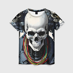 Футболка женская Cool cyber skull - ai art fantasy, цвет: 3D-принт