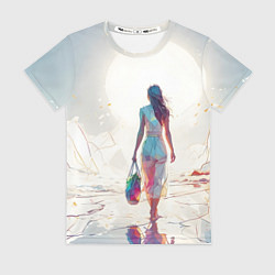 Женская футболка Девушка на фантастическом пляже