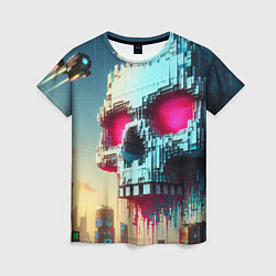 Футболка женская Cool pixel skull - ai art fantasy, цвет: 3D-принт