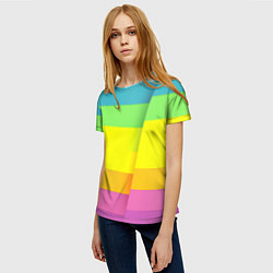 Футболка женская Разноцветные полосы, цвет: 3D-принт — фото 2
