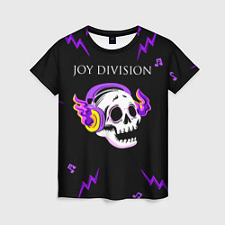 Женская футболка Joy Division неоновый череп