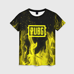 Женская футболка PUBG fire yellow