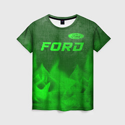 Женская футболка Ford - green gradient посередине