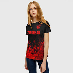 Футболка женская Radiohead - red gradient посередине, цвет: 3D-принт — фото 2