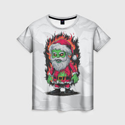 Футболка женская Санта зомби в адском пламени, цвет: 3D-принт