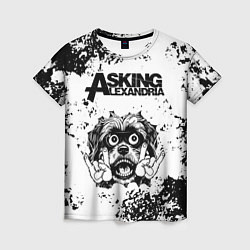 Футболка женская Asking Alexandria - рок пес, цвет: 3D-принт